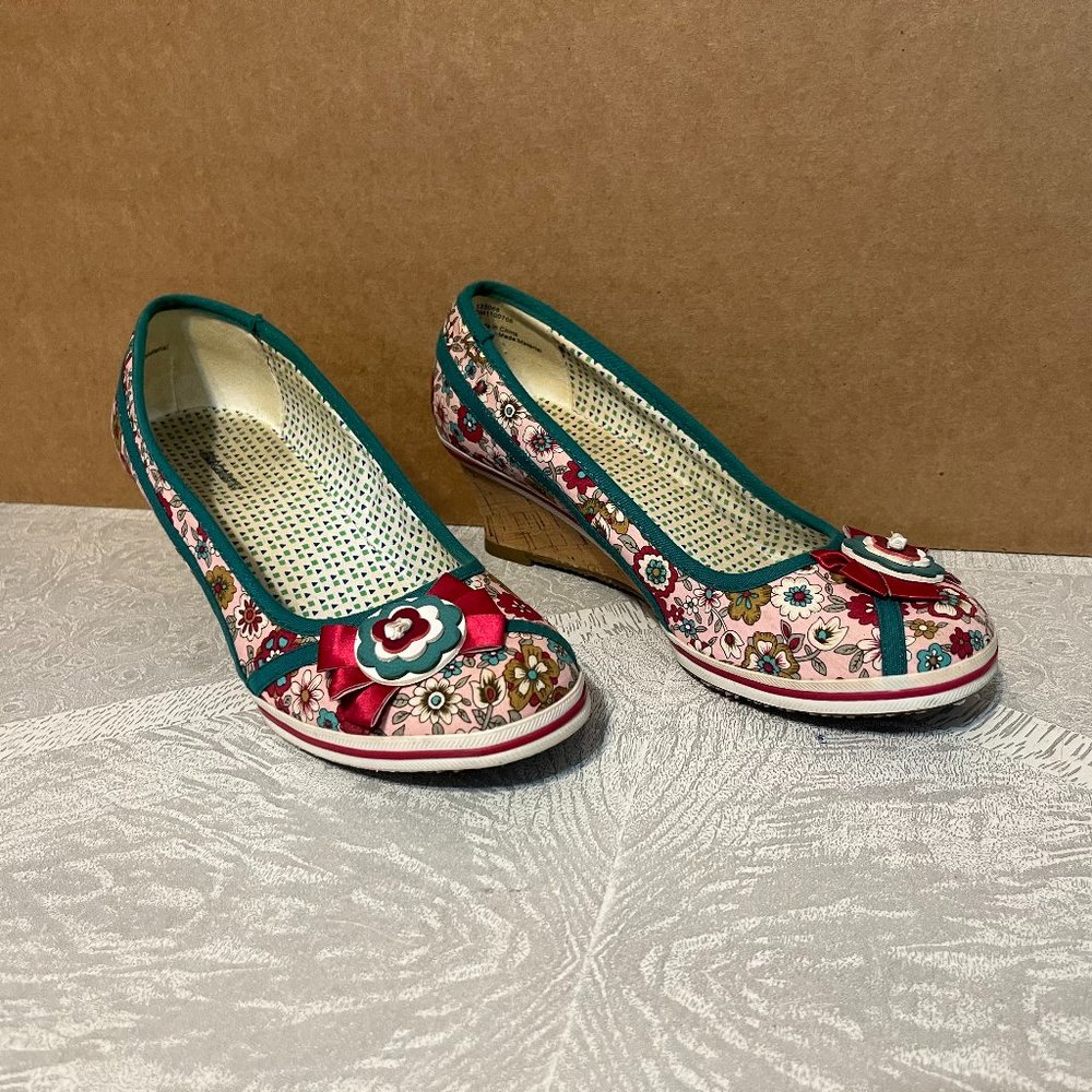 Graceland Multicolor Floral Wedge Shoes, Ladies 10